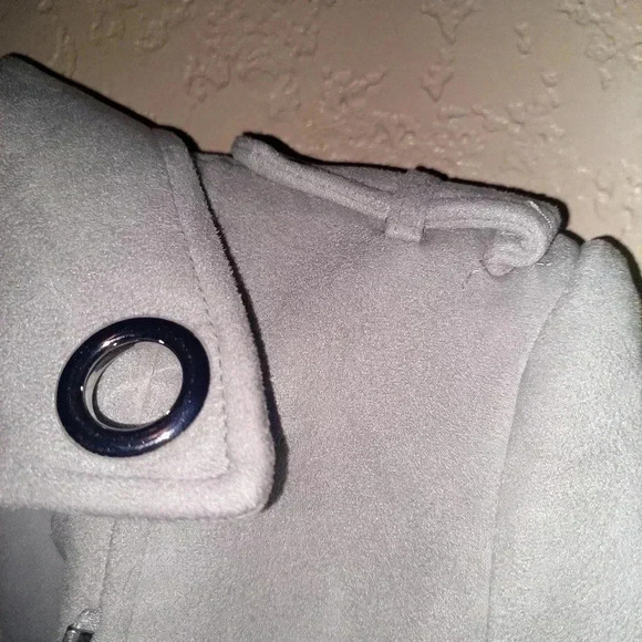 John + Jenn Faux Suede Moto Jacket Gray with Grommet Detail size S - Picture 8 of 10